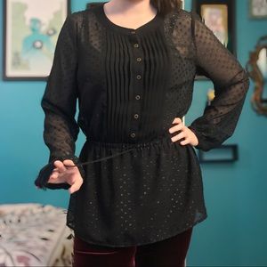 Modcloth Sparkling Black Button Up Top